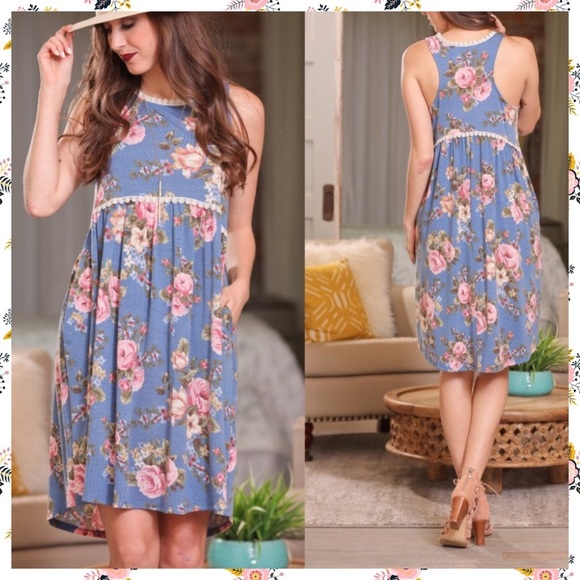 Infinity Raine Dresses & Skirts - 🦋LAST ONE!!🦋FLORAL VINTAGE WASH BABYDOLL DRESS🦋